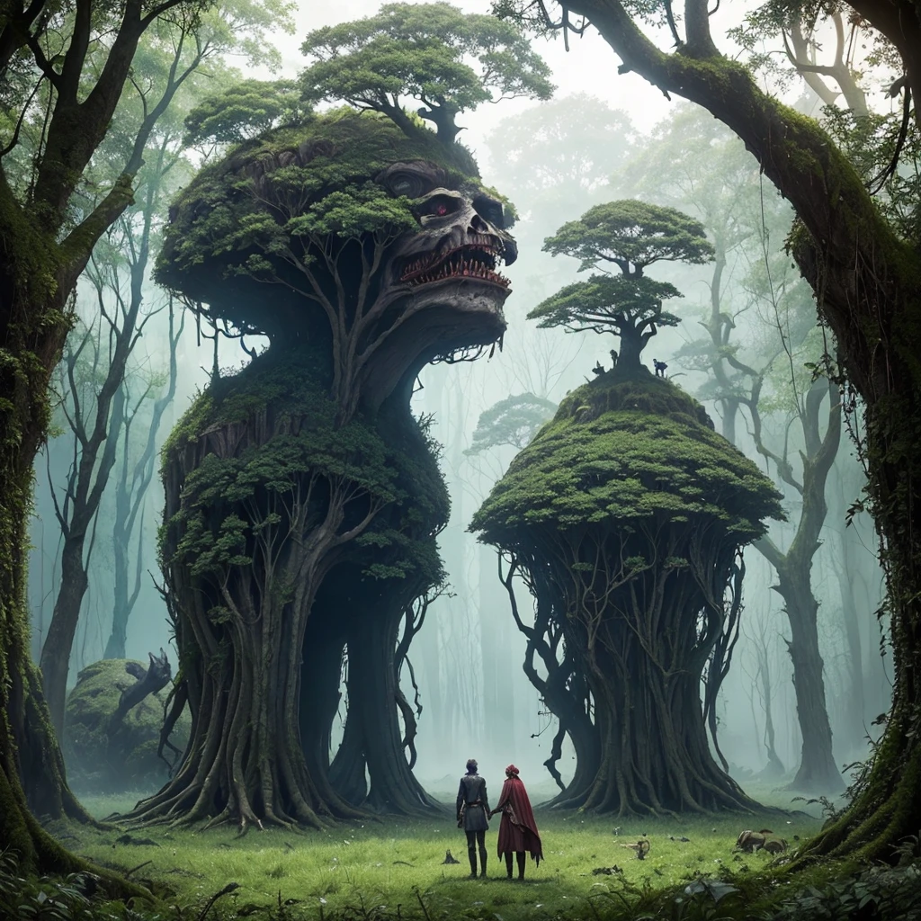 Trees 🌳 creatures 🎄 want blood, trees are scary and hungry, cinema 4d, national geographic photo, asaf hanuka, greg rutkowski, concept art, fantasy art, seb mckinnon, john kenn mortensen, mark brooks, gothic dark fantasy, roses, beauty, hyperrealistic, detailed natural, in jungle