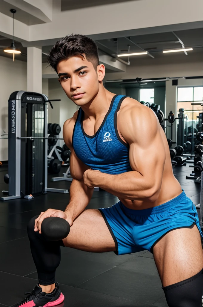 A boy who is doing Workout at gym - SeaArt AI