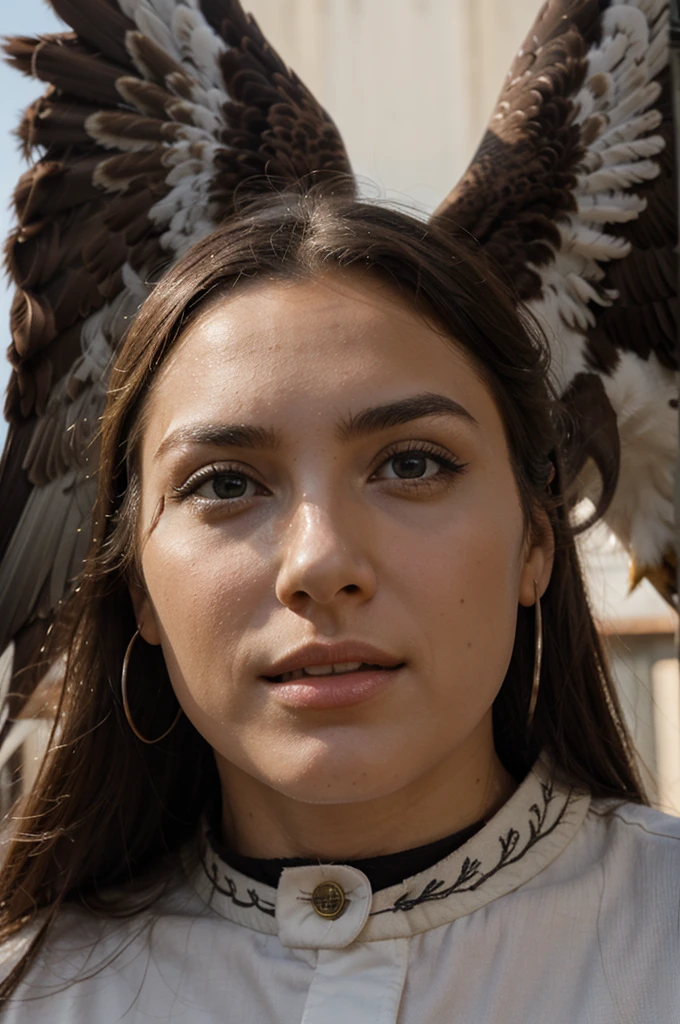 Eagle, front look, pose is pouncing on the victim
(detailed), perfect face