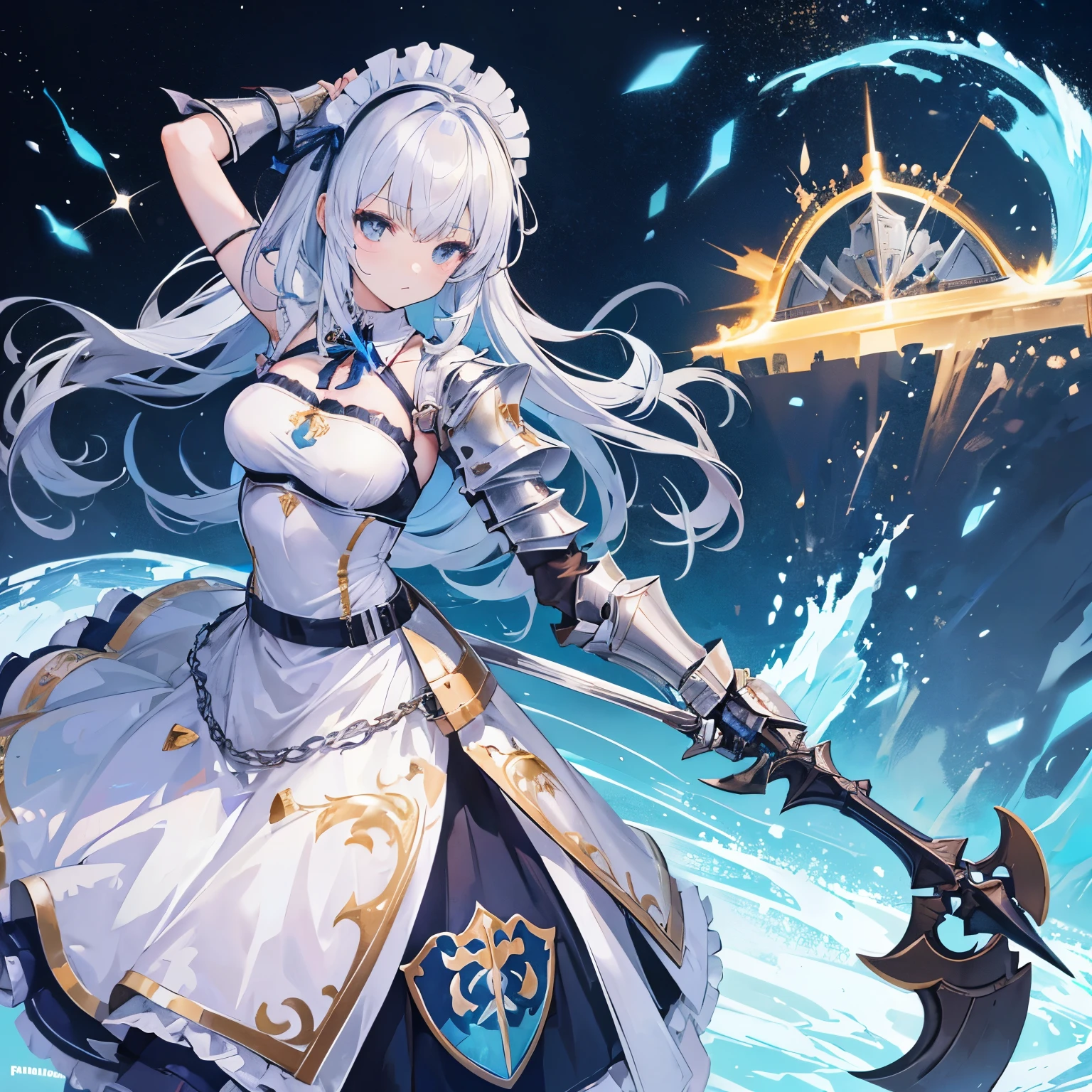 Anime maid girl clothes, bikini maid costume, paladin armor, fantasy armor, ((knight paladin armor)), light armor, knight armor, armor straps, tactical straps, battle camp