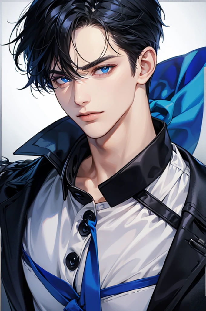 Man with blue-black hair and dark blue eyes