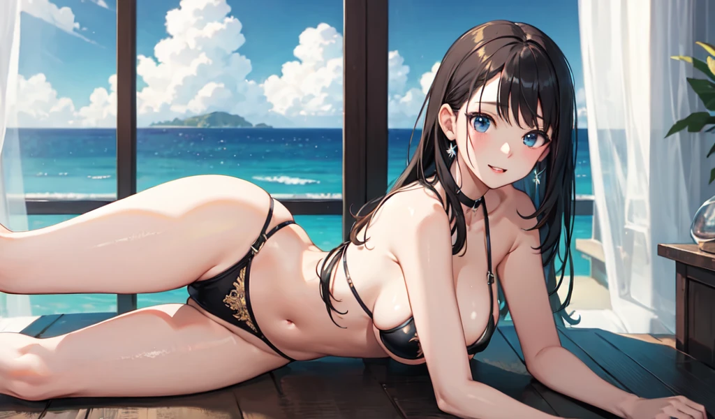 masterpiece, Highest quality, ,Highest quality, High resolution, Highly detailed face,、formal、Ocean、Edge Micro Bikini、Browsing Caution、Butt