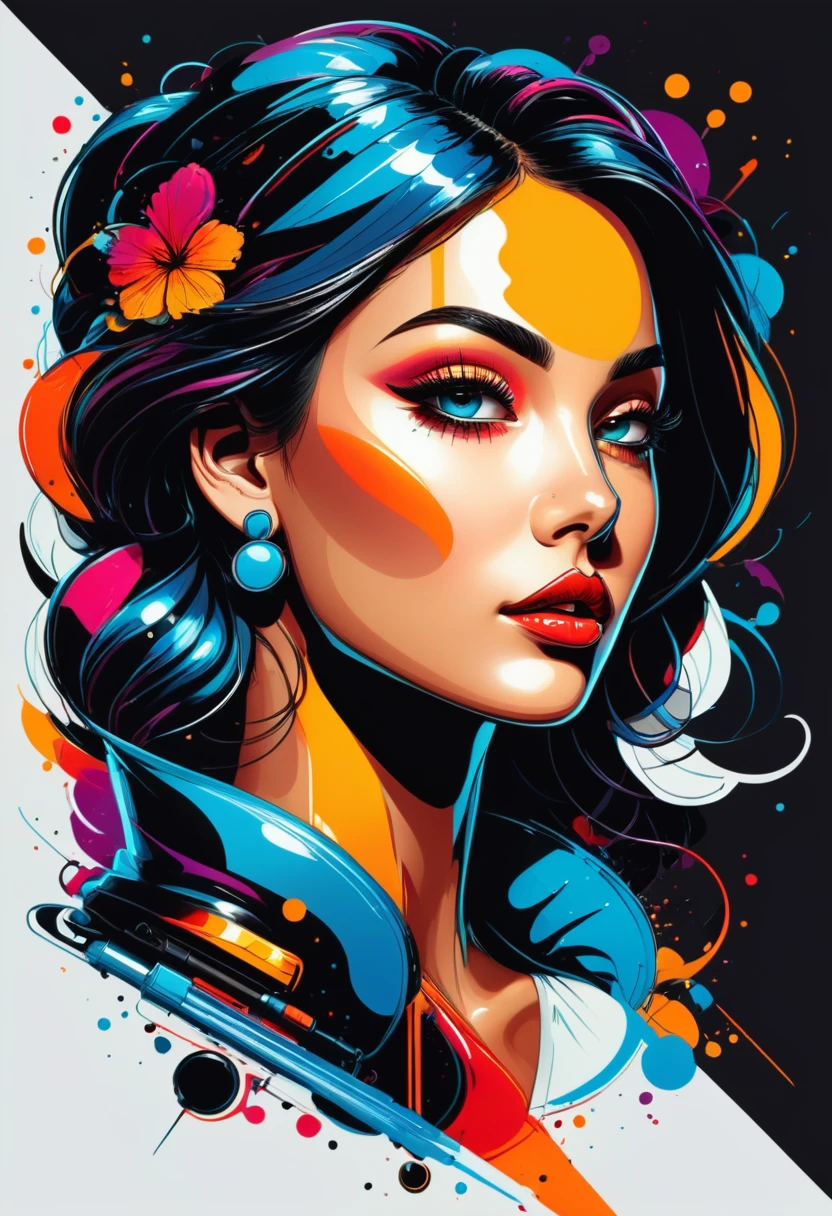 conceptual artwork, arte vectorial, aesthetics, Ilustração de desenho vectorial, vector, complexdetails . digitl art, shiny colors, bold outlines, Illustrative, highy detailed, White background