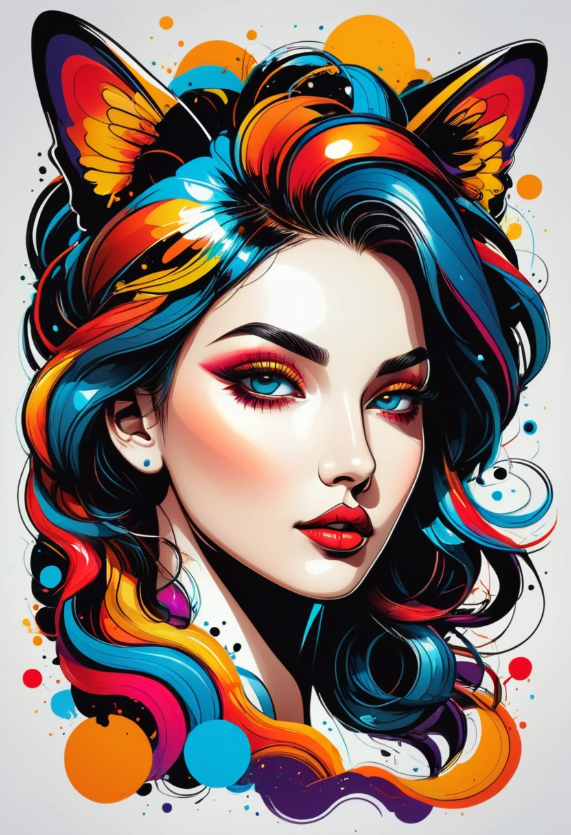 conceptual artwork, arte vectorial, aesthetics, Ilustração de desenho vectorial, vector, complexdetails . digitl art, shiny colors, bold outlines, Illustrative, highy detailed, White background