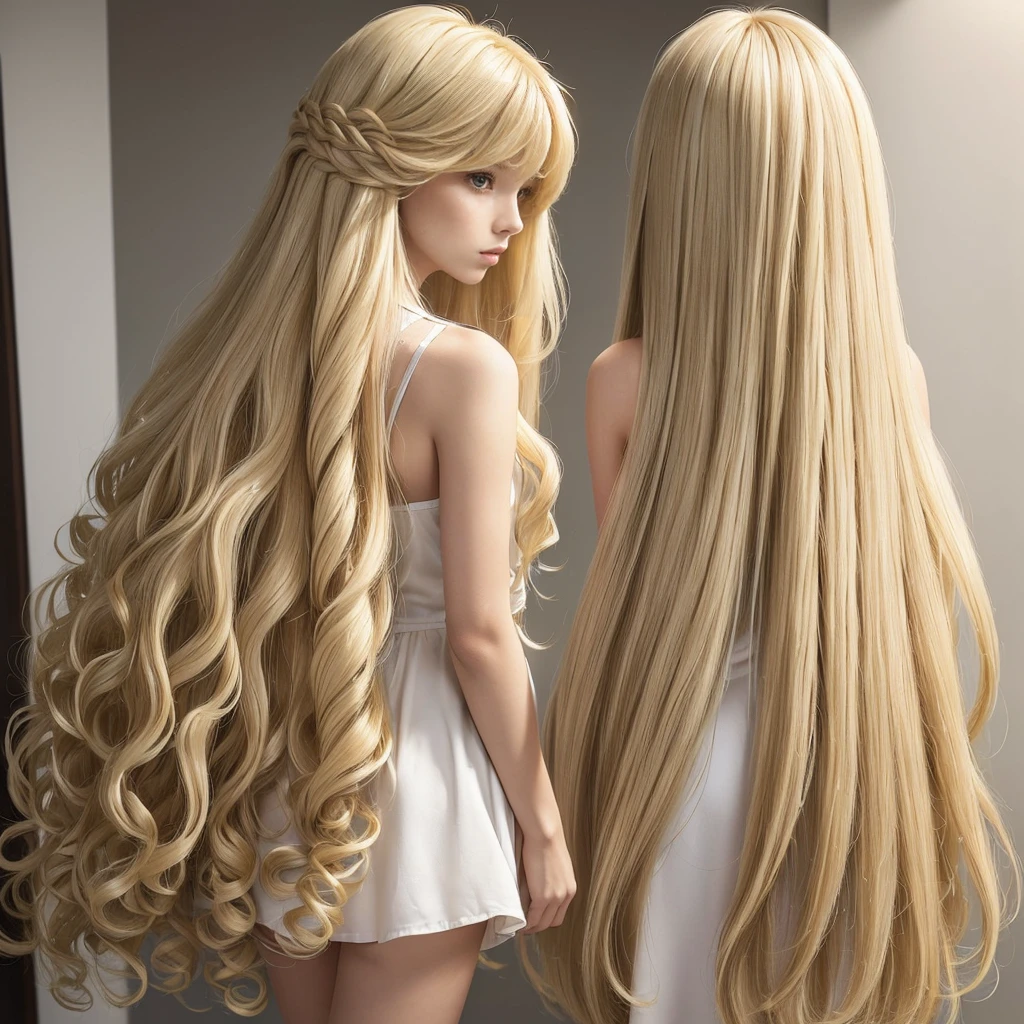 (Pure white wall background:1.8. Upper body photo from the knees up)　((Random poses showing off as much of her dress, back and hair as possible:1.5))　((Her hair is incredibly straight:1.5))　((Beautiful model with long blonde hair, girl with super length Hair, extremely length Hair, extra length Hair, very long, Flowing Hair, very length Hair, length Hair girl, very long, Flowing blonde hair, length Hair windy, very longBlonde Hair, length, Flowing Hair, length and or curly hair, with length Hair, length Hair!!!!　Her highest quality hair is long and 真っ直ぐ or curly hair very long, best quality blonde, length hair in the center, Highest quality long Straight or curly hair, length, Straight or curly hair, beautiful, High quality blonde hair, length and Blonde Hair highest quality Straight or curly hair, length Hair, length and Straight or curly hair, highest quality Blonde Hair, Perfect silky Straight or curly hair of the highest quality, Straight or curly hair, highest quality Blonde Hair, length Blonde Hair　Straight or curly hair, length, Light blonde hair　Her hair is long and Straight or curly hair, very longBlonde Hair, length hair in the center, length Straight or curly hair, length, Straight or curly hair, beautiful hair of the highest quality, length Hair, length, Straight or curly hair　Blonde Hair , length and free Straight or curly hair Blonde Hair, Straight or curly hair Blonde Hair))　(Her bangs are perfect.:1.3)　(France&#39;s most beautiful 24-year-old hair model)　　((highest quality)), ((masterpiece)), (family friendly)　(Get used to it)　Perfect Face　(Her skin is a typical French complexion...、And very detailed)　　(Big Breasts)　(She is wearing a gorgeous light blue princess dress:1.5)　(She has a beautiful French face and a typical French figure...., Narrow eyes)　(She has perfect beautiful makeup and face　Lipstick is light red　A solid eyeliner)　((Rich 1.4))　(Extremely detailed 8K)　(Ultra-fine skin texture 1.4)　(current, Vibrant:1.4), double eyelid　Sharp focus:1.2