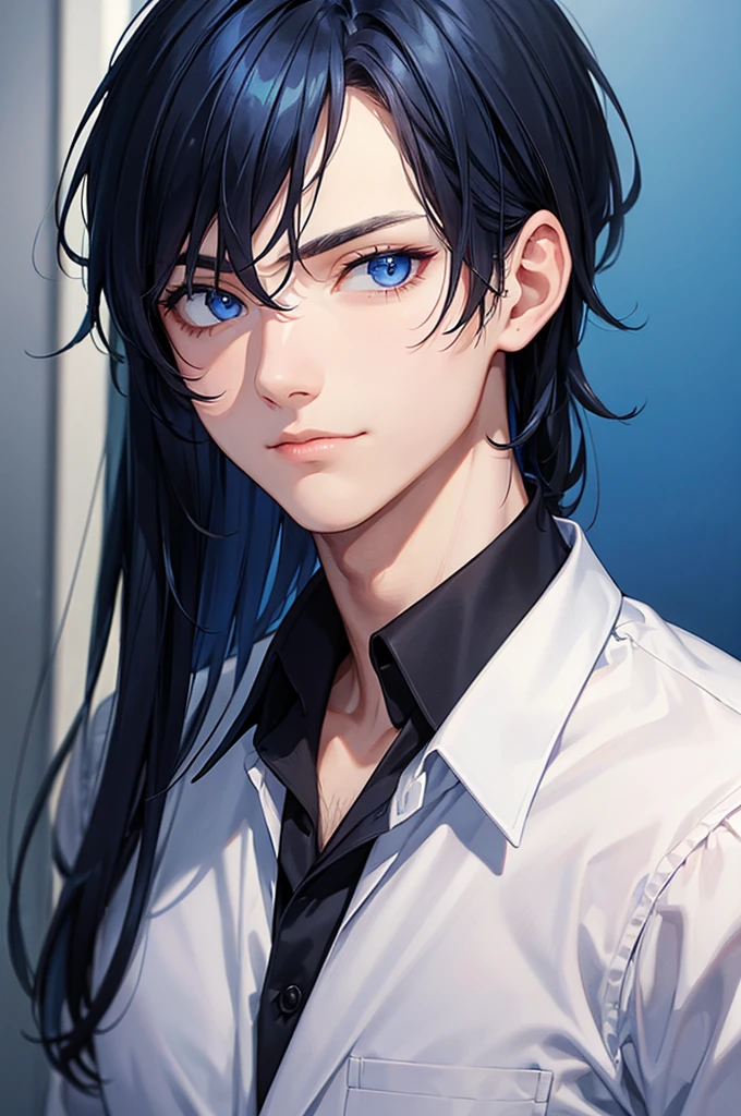Man with blue-black hair and dark blue eyes