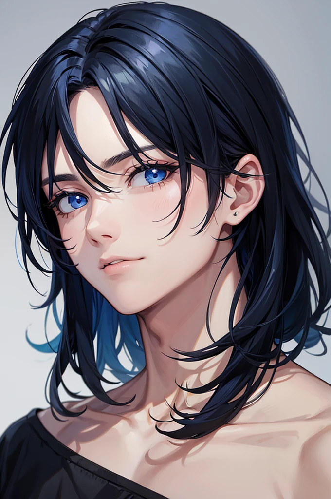 Man with blue-black hair and dark blue eyes