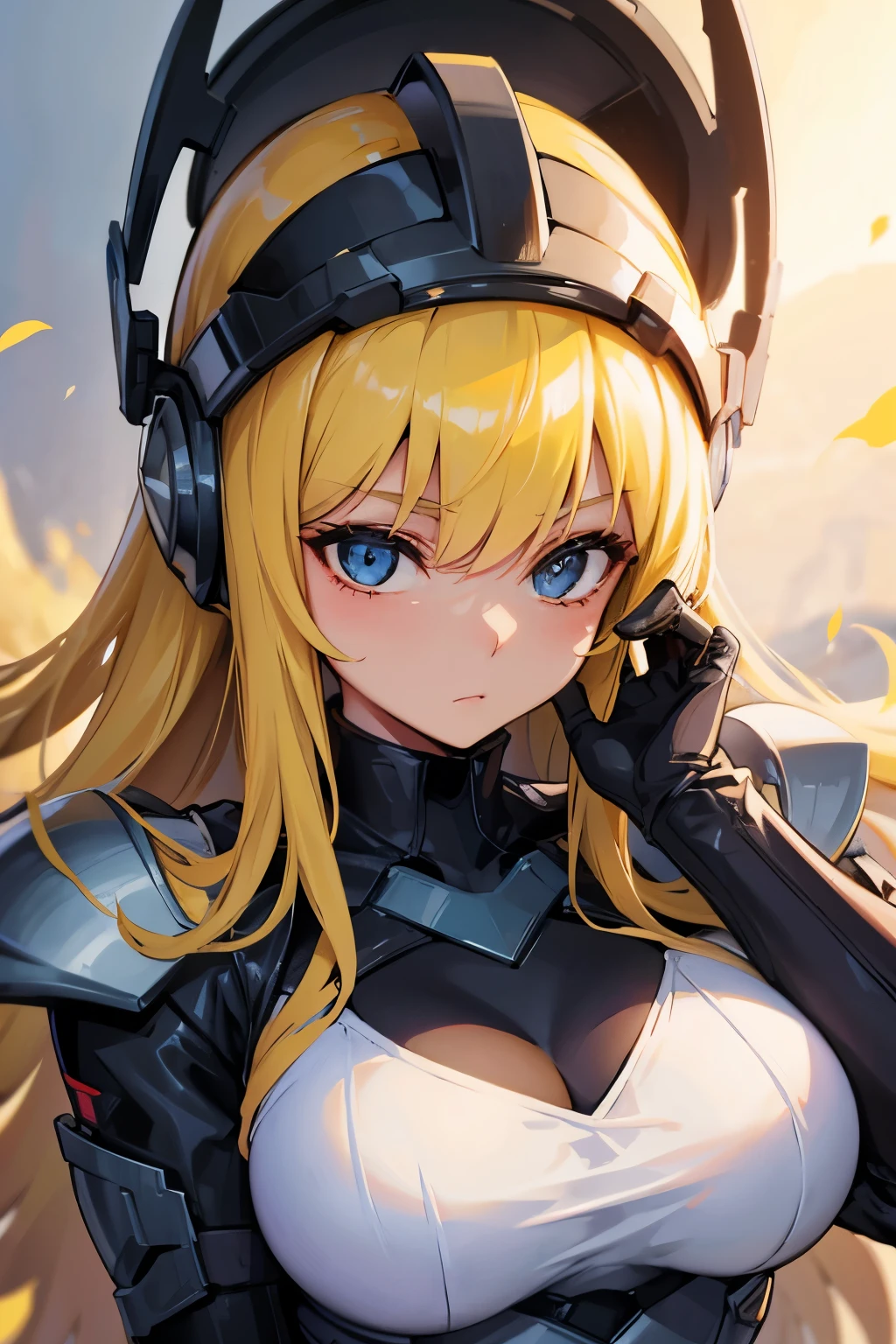 Beautiful woman wearing a helmet