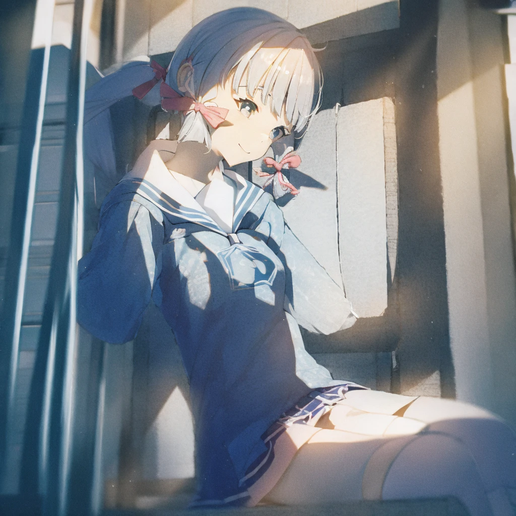 Girl, school outfits, smile, kiss air, shiny, dawn