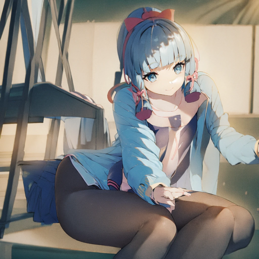 Girl, school outfits, smile, kiss air, shiny, dawn