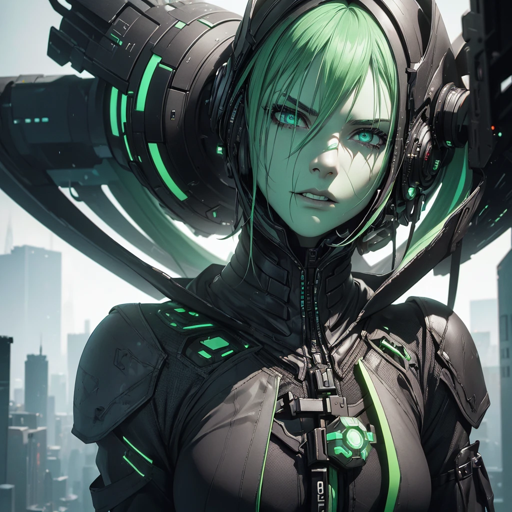 make an alien witch, old and with green necrotic skin, furious expression, futuristic black clothes, cyberpunk style, detailed face, high quality, photorealistic, 8k, hyper-detailed, extremely detailed, cinematic lighting, dramatic colors, moody atmosphere, (best quality , 4k, 8k, high resolution, masterpiece: 1.2), ultra-detailed, (realistic, photorealistic, photorealistic: 1.37)