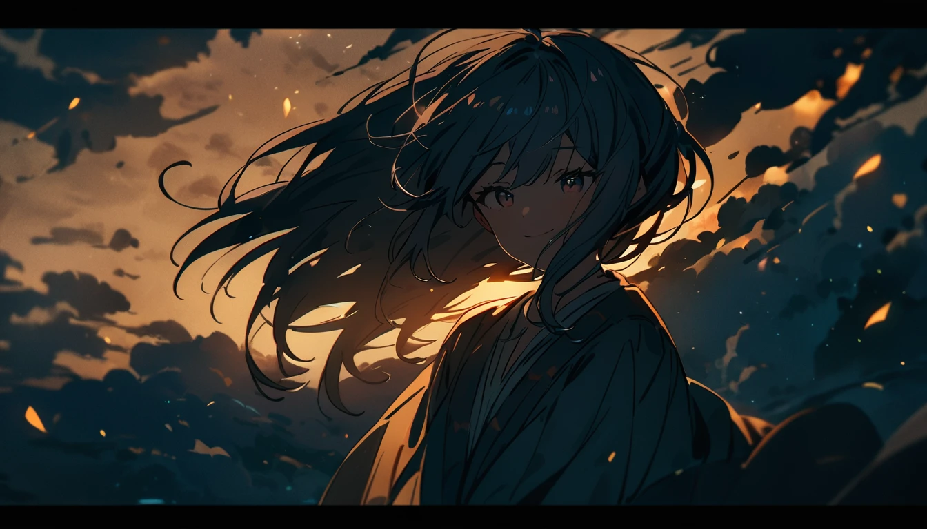 masterpiece, Highest quality, Movie stills, 1 Girl, Cloud Girl , Floating in the sky, close, bright, smile, Warm and soft lighting, Asahi, (spark:0.7)