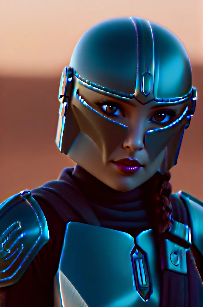 a ((female twi'lek ))mandalorian, beautiful detailed eyes, beautiful detailed lips, extremely detailed face, long eyelashes, mandalorian armor, sci-fi, cinematic lighting, dramatic, epic, intricate details, hyper-realistic, 8k, high-quality, photorealistic
