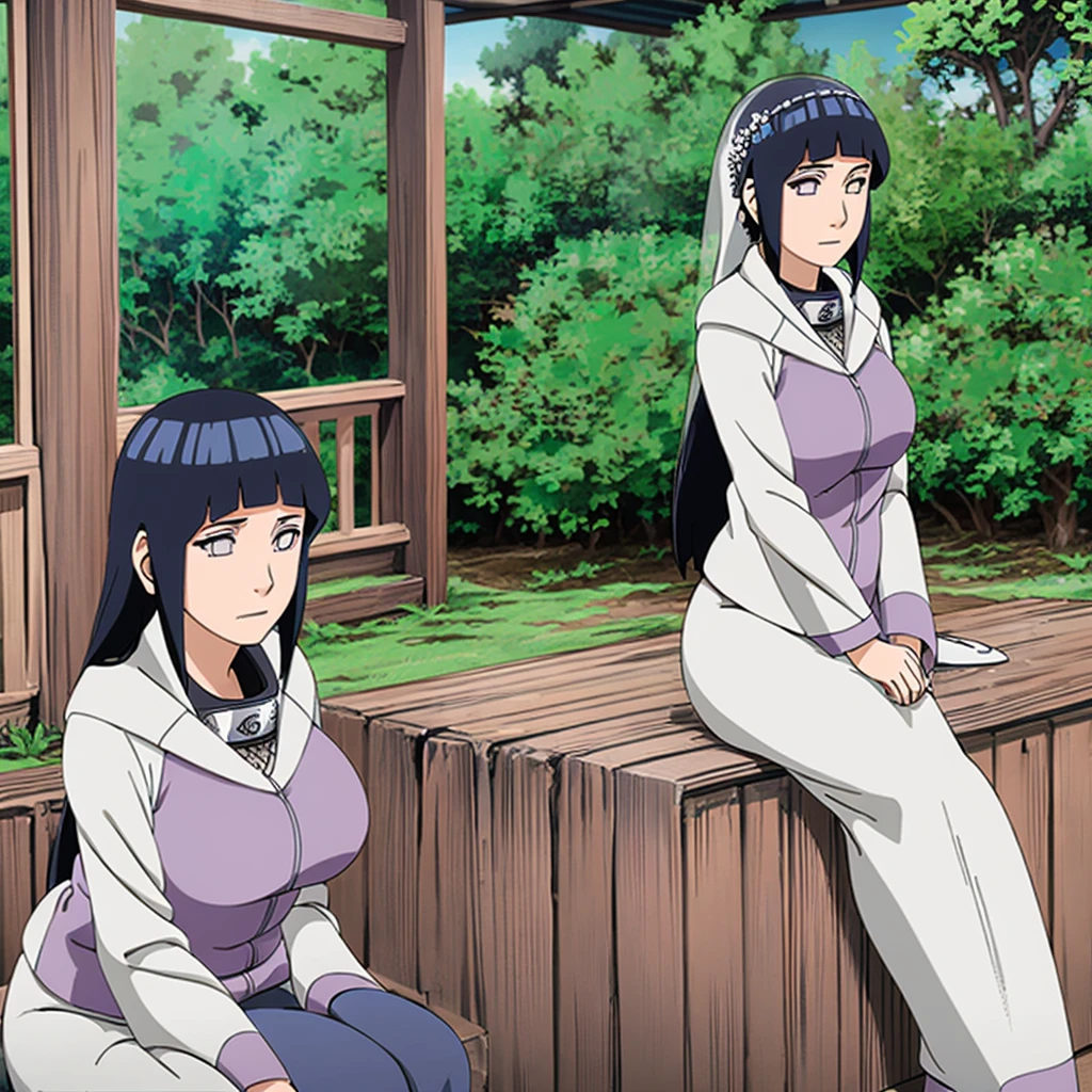 Hinata hyuga with huge breasts in a bridal micro bra and wedding dress with veil and bouquet in the courtyard of a Japanese temple 