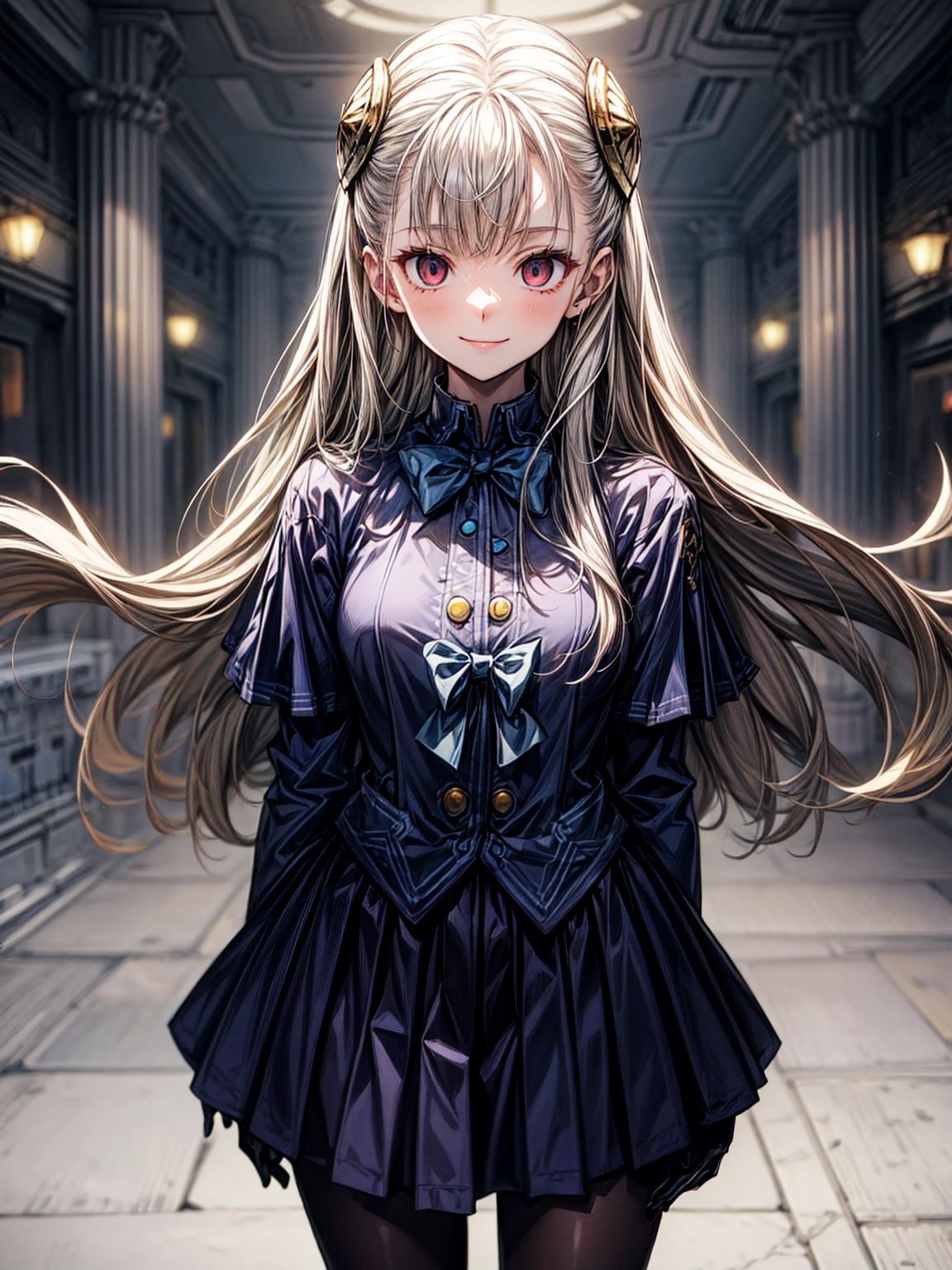 (masterpiece、Highest quality、High resolution)、(Inside the futuristic base:1.6),1 Girl、alone、INGRID、hair pod、gloves、skirt、pantyhose、bow、dress、 eye、(Wicked Smile:1.4)、Anime Style、Evil Bosses、Trampling、Ezvian everywhere,,empty eyes,Mind Control Devices, temporarily stops, Obedient_Temporarily stop, Show me your collar,(Enamel Collar:1.4)