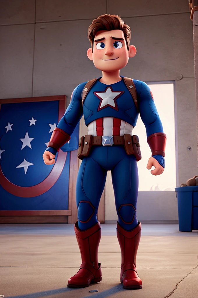 captaind america, pixar style, 3