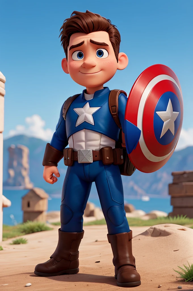 captaind america, pixar style, 3d