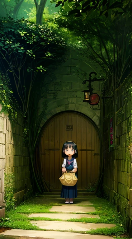 best quality,(masterpiece:1,2),highres,original,perfect lighting,extremely detailed wallpaper,(extremely detailed CG:1.2),Japanese manga style,Studio Ghibli,Hayao Miyazaki style,high saturation,rich details,A girl carrying a bag walking down the street,