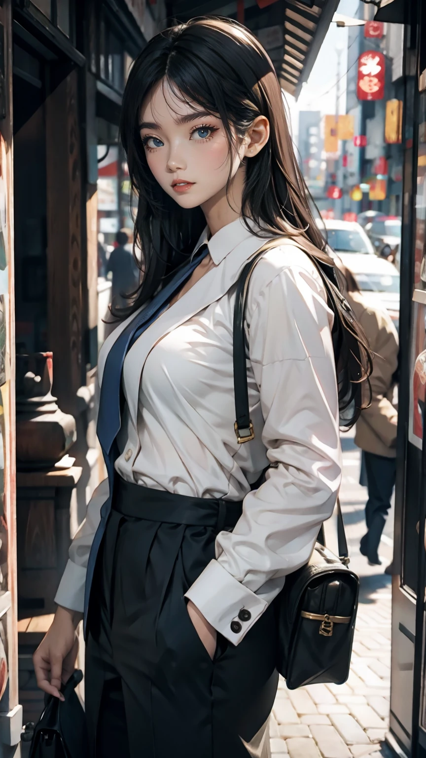 Long Hair, woman, suit, thin, Age 25, Japanese