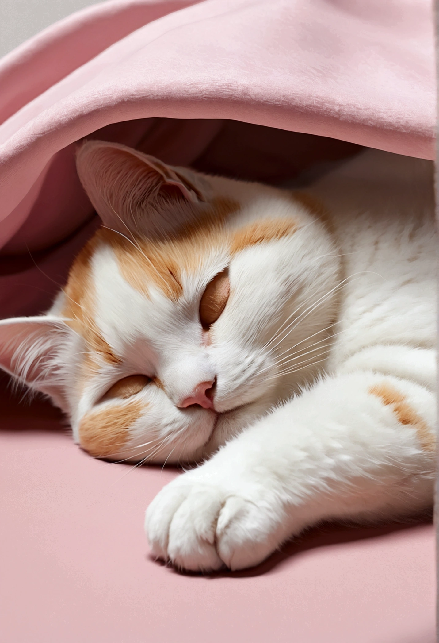 Close your eyes and sleep, ベットでAre sleeping美しい子猫, cat, Baby Beast, Volumetric Light, Ultra-realistic, Intricate details, shape, Painting, watercolor, Cute Chibi, ah!, Shallow depth of field, Pastel Color Palette, Soft lighting, Minimum, Modern, Digital Painting, Lois Van Bell、Ross Tran、Art by artgerm, Artstation HQのトレンド, Very detailed,sleep,Are sleeping