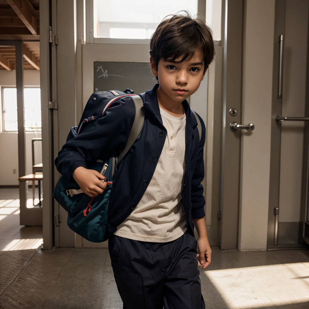 A boy is going to school.(CG image)