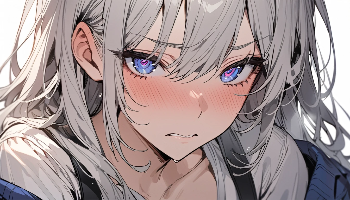 masterpiece, High resolution, perfect face, Korean beautiful high school, 30 years old, beautiful face, white background, embarrassed look, look at the camera, (top quality eyes), detailed texture, look at me, Married woman, cool women, ((high resolution eyes)), hentai