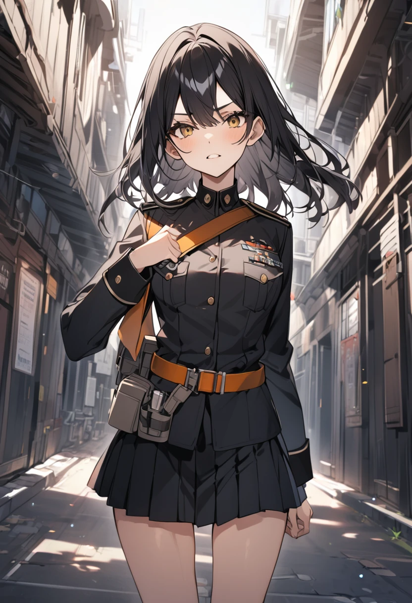 1girl,head,shamare,Omertosa, cowboy shot, 65-style_military_uniform, military_cap,
