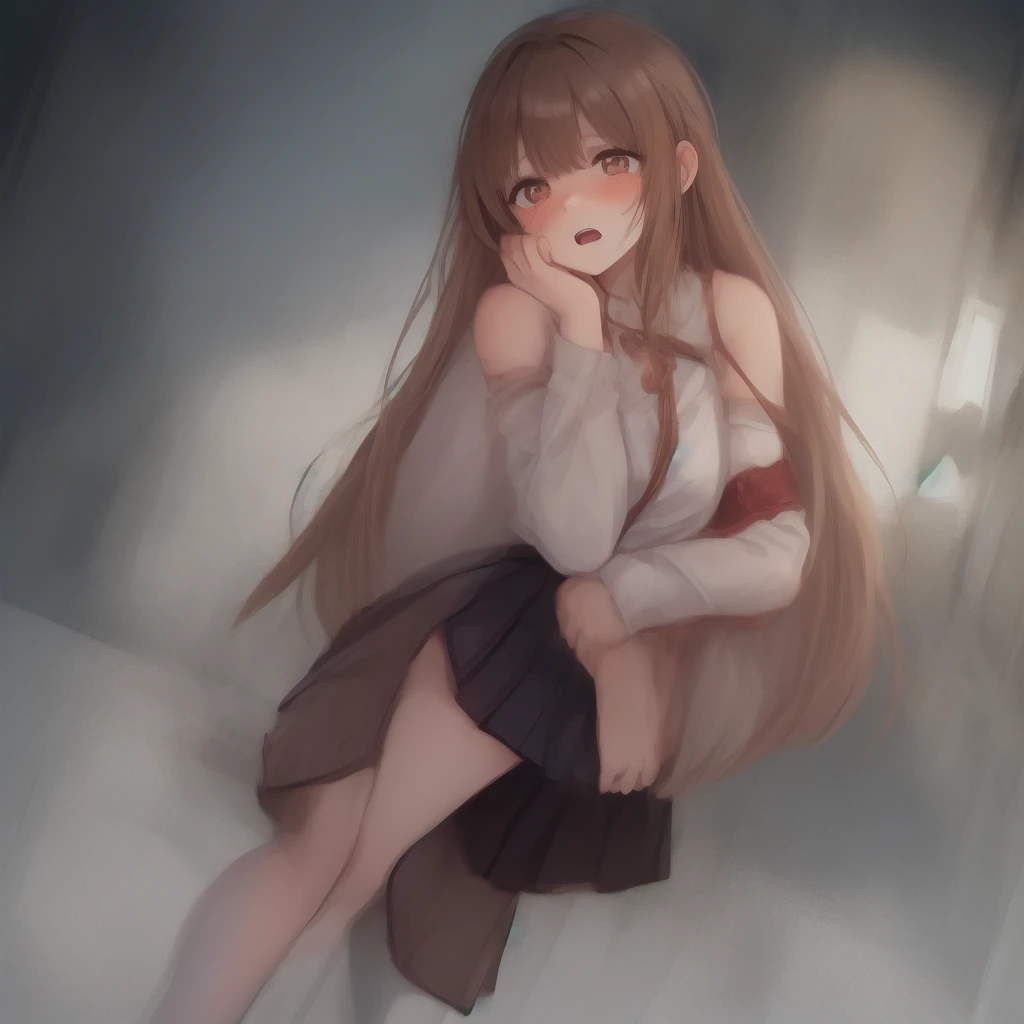 masterpiece,best quality,highly detailed,1girl,solo,scared,panicking,constricted pupils,screaming,raised eyebrows,wide-eyed,crying,tears,blush,
aaasuna,long hair,brown hair,braid,brown eyes,bare shoulders,armor,breastplate,white sleeves,detached sleeves,red skirt,pleated skirt,white thighhighs,
BREAK
fullbodyAngle,leaning forward,have to pee,covering crotch,(((hand between legs))),knees together feet apart,classroom,
