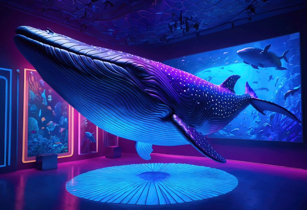 (Flying Whale), Fauvism style, neon light, vibrant colors, soft shadows, cinematic lighting, sharp focus, high resolution, high details, octane rendering, volumetric lighting, global illumination, tone mapping, ultra wide angle, full body, award-winning, cinematic still, emotional, vignette, dynamic, vivid, (masterpiece, best quality, Professional, perfect composition, very aesthetic, absurdres, ultra-detailed, intricate details:1.3)