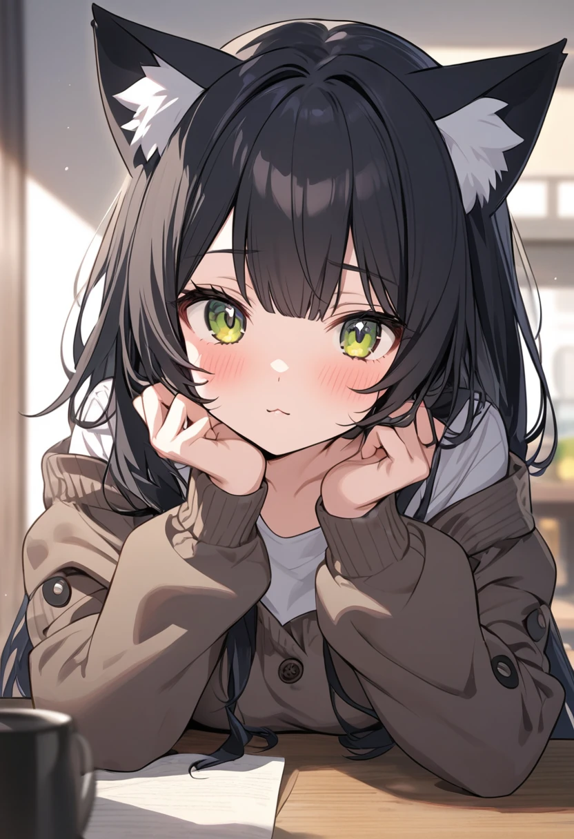 Black hair cat ears girl