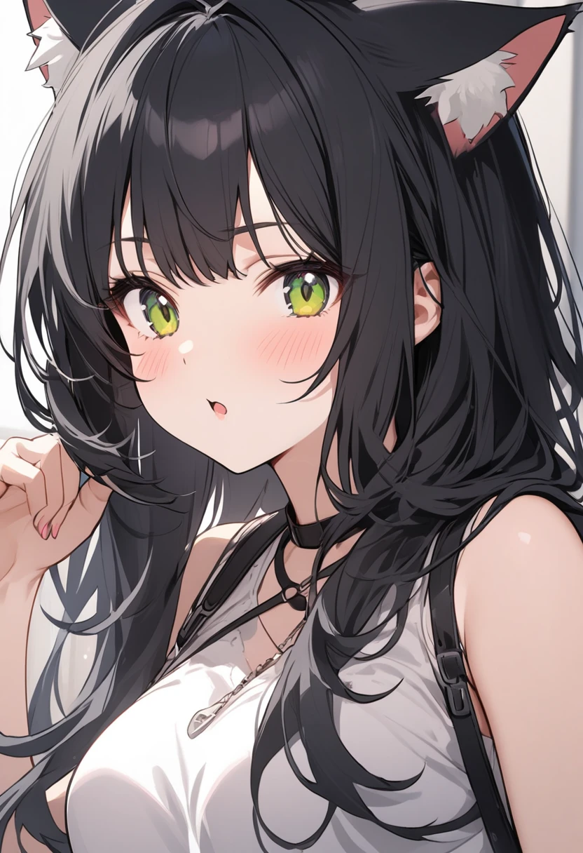 Black hair cat ears girl