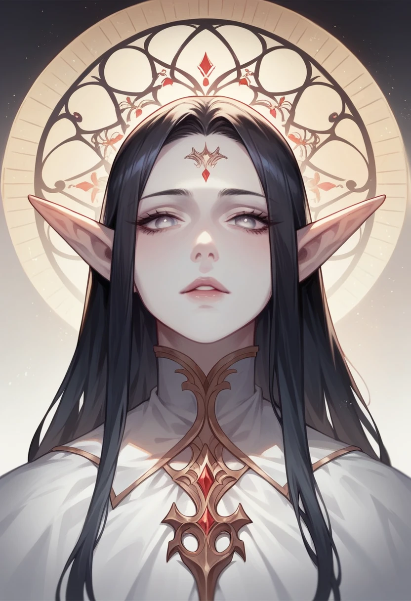 1girl,Ultra Detailed, Beautiful Beauty, Beautiful, Masterpiece, Best Quality, Elf, Epic, Fantasy, Pale skin, void black hair, fallen Priestess,otherworldly,darkness