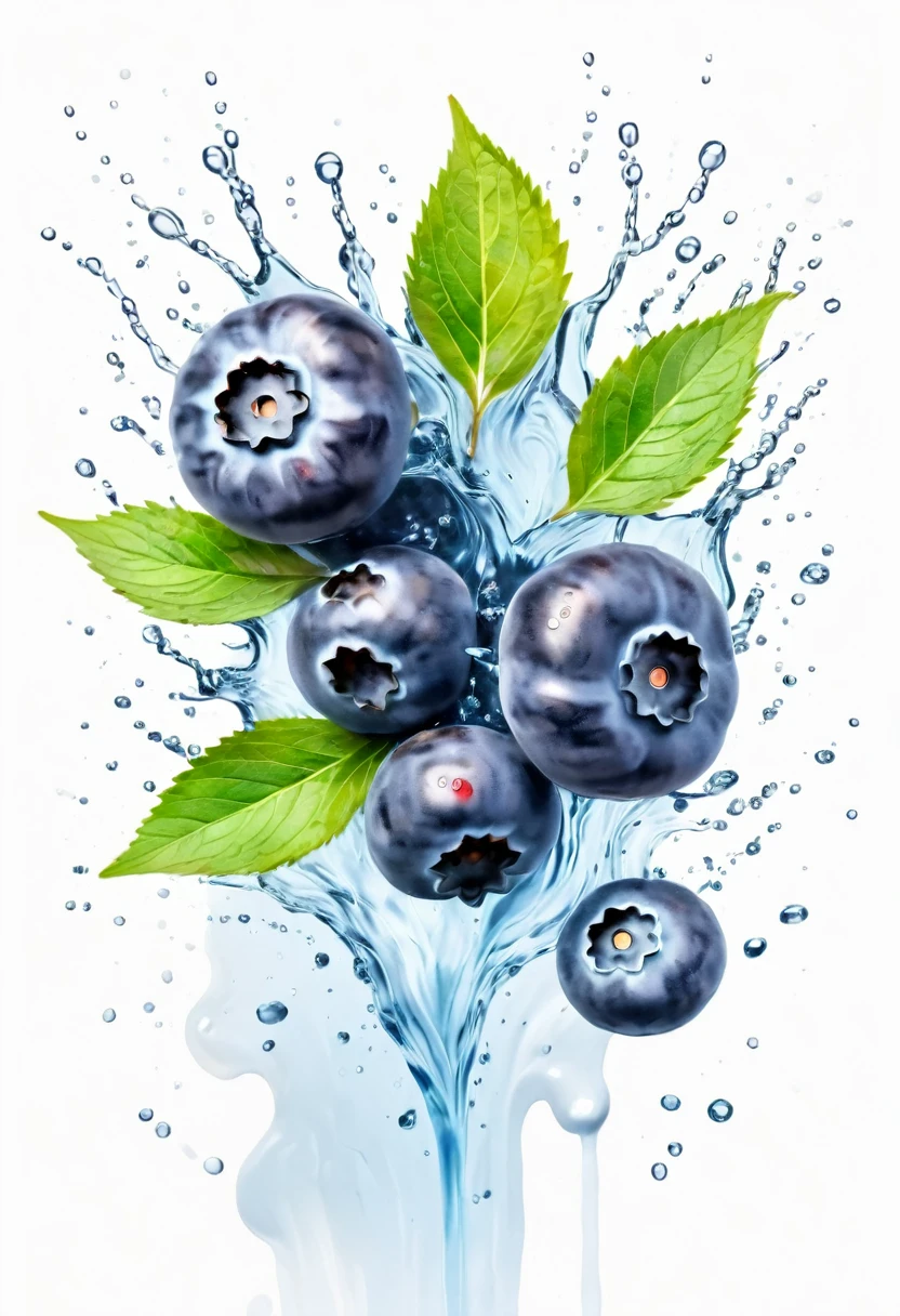 Bluberry fuit in water color, agains solid white isolated color