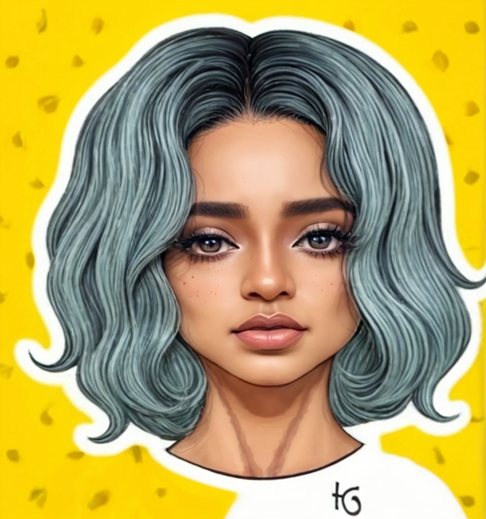 1girl, afro-latina, blue grey hair, stylized digital illustration, detailed face, (best quality,4k,8k,highres,masterpiece:1.2),ultra-detailed,(realistic,photorealistic,photo-realistic:1.37),HDR,UHD,studio lighting,ultra-fine painting,sharp focus,physically-based rendering,extreme detail description,professional,vivid colors,bokeh,digital art,surreal,fantasy,ethereal