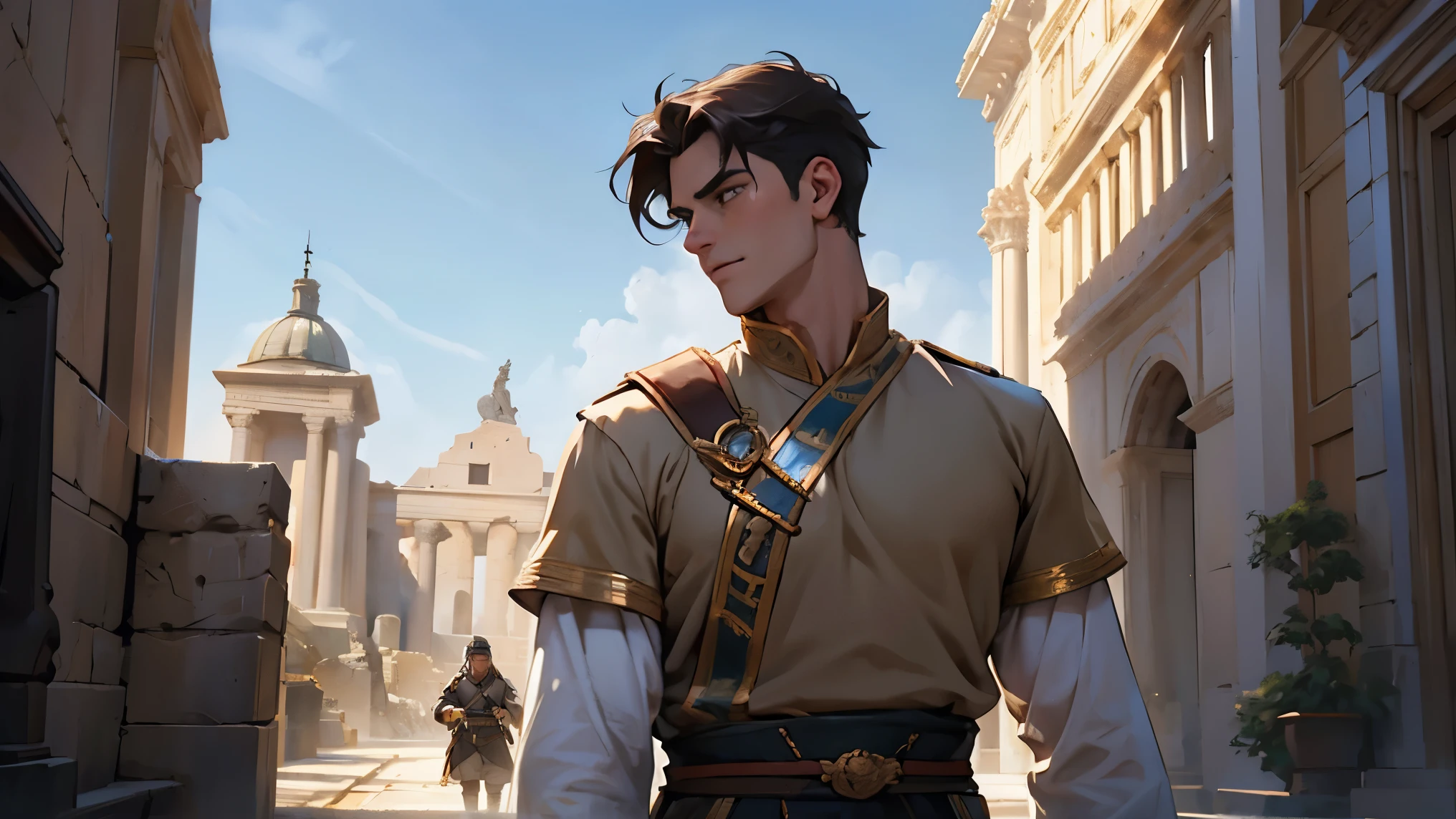 masterpiece, Highest quality, Very detailed, (((masterpiece, Highest quality, High resolution, Attention to detail)))), ((Highest quality, 8k, masterpiece:1.3)),Constantine the Great. Destined to become Emperor of Rome. A boy's growth story. He is a dangerous young man who is friendly and gentle in his daily life, but becomes ruthless and ruthless when necessary. Like a lion. A man who has had an immeasurable impact not only on the Roman Empire, but on the rest of the world. Days of military training, academic education, and field practice in the Roman Eastern Empire. The training and trials of the elders. power struggle. friendship. adventure. His complicated relationship with his father. A mother to protect. Pure love with a pretty and adorable girl who must be protected. Fresh youth. Battle between Germania and Persia. Recapture of Alexandria, Egypt. lyrical. Dramatic. Heartful. romantic. Real. masterpiece. Super high quality. Ultra high definition. Divine work. A Hollywood historical masterpiece. Drama. Luxurious. Majestic. magnificent. delicate. detail. Elaborate. passion. Cold-hearted. Epic romance.
