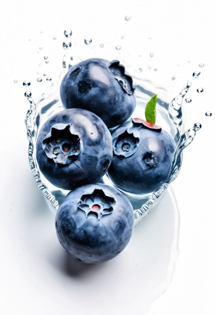 Bluberry fruit in water color, against solid white isolated color
