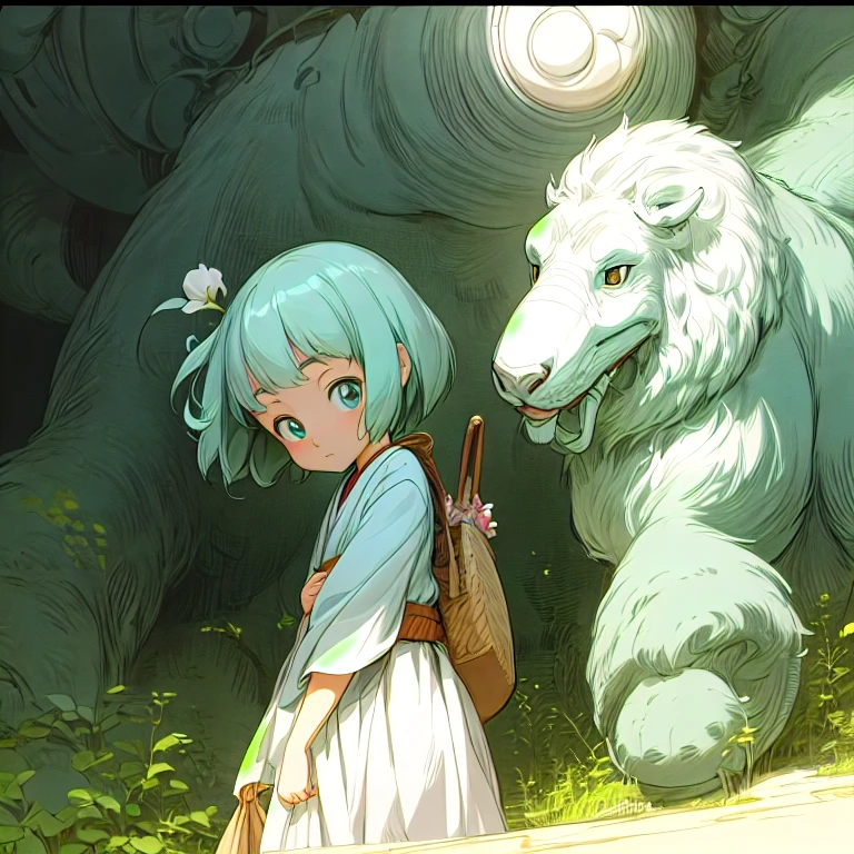 best quality,(masterpiece:1,2),highres,original,perfect lighting,extremely detailed wallpaper,(extremely detailed CG:1.2),Japanese manga style,Studio Ghibli,Hayao Miyazaki style,high saturation,Rich details,A girl carrying a bag walking down the street, (best quality:1.3), (high resolution:1), (detailed:1.3), (excellent:1.3), (perfect:1.3), (perfection:1.3), (Roll cover art:0), (illustration:1.3), Studio Ghibli's artwork