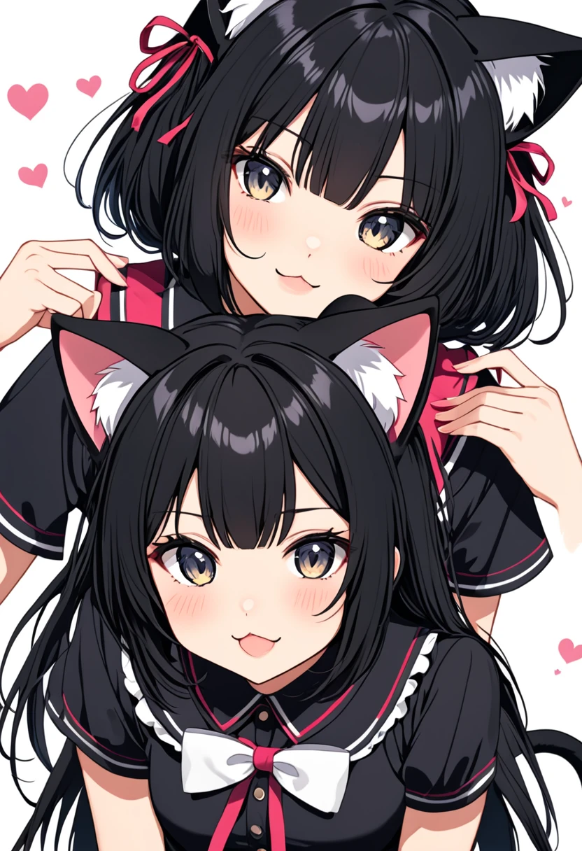 Black hair cat ears sister