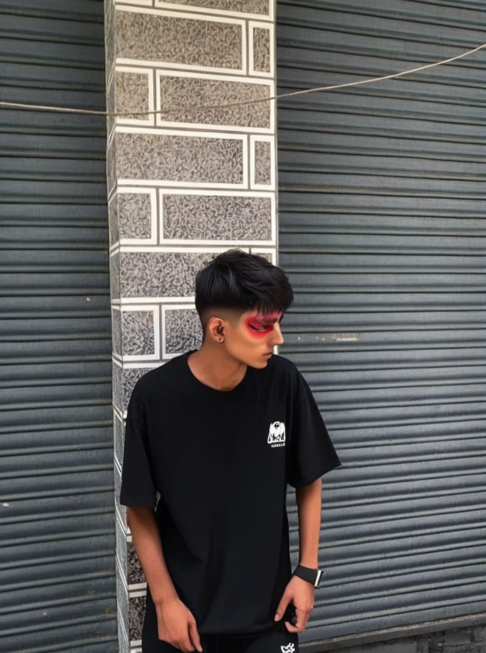 Japanese Anime,Second Dimension,Horror style,horror character,(((Three-eyed boy,solo,third eye on the forehead,Dark eyeshadow,White short hair,Elf ears,Exaggerated golden crown-eyeball decoration))),(((Wrapped in bandages))).(((Thin waist,Green belt:1.6))).