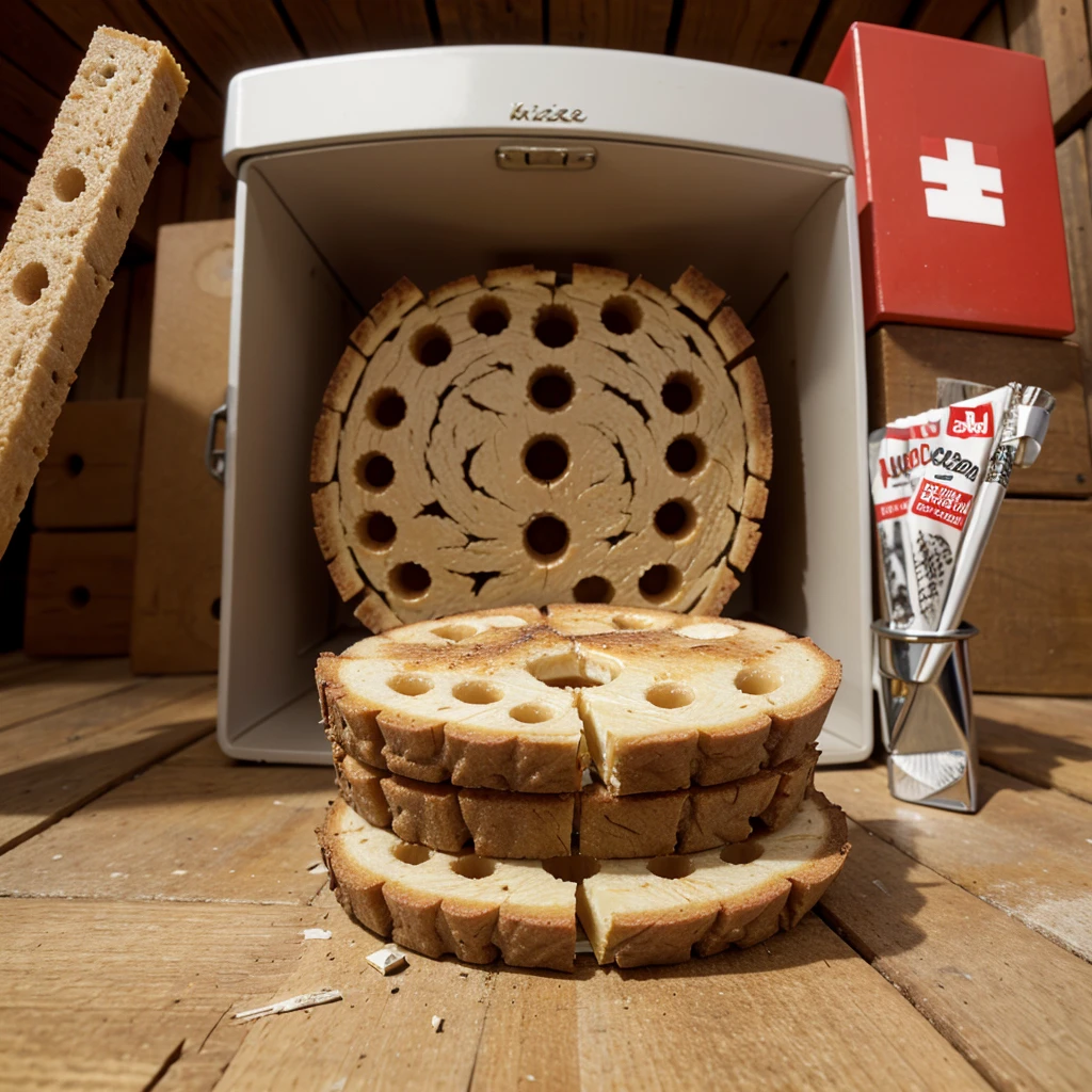 Swiss chese with cigarettes in its holes