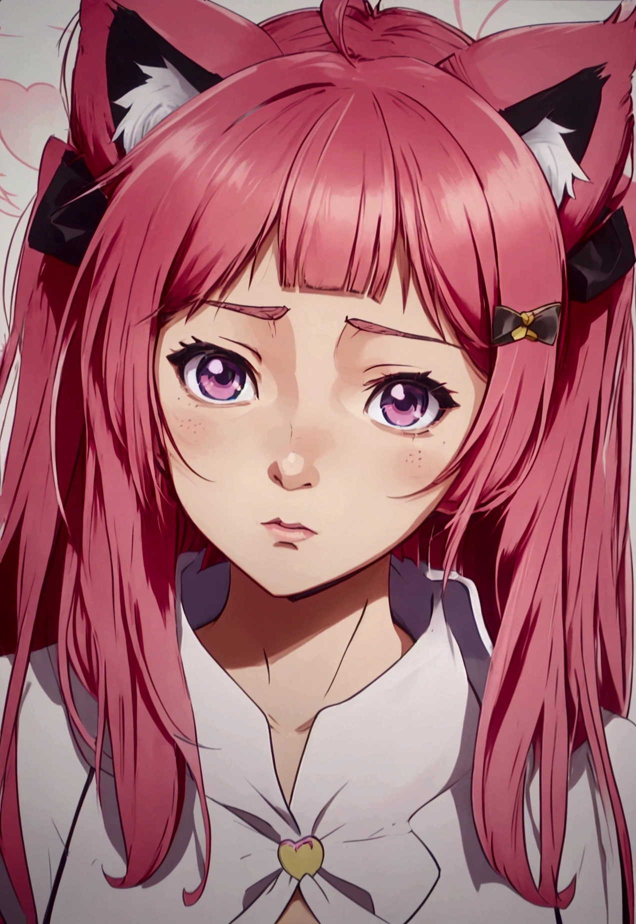 a drawing of a girl with a bow on her head, extremely cute anime girl face, portrait of an anime girl, cute anime face, anime girl with cat ears, a manga drawing, seinen manga portrait, hana yata, close up of a young anime girl, pretty anime face, sayori, detailed manga style, detailed portrait of anime girl