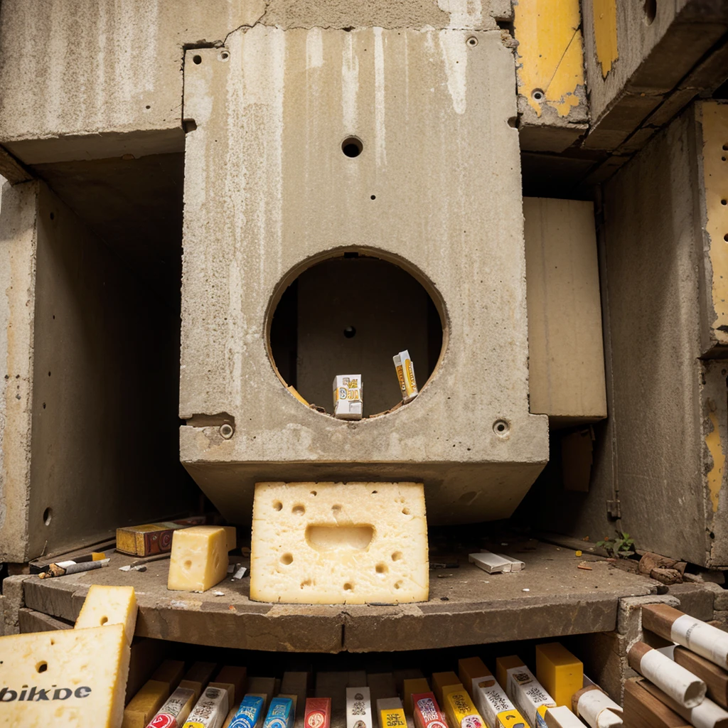 Big cheese with cigarettes stuck in its holes