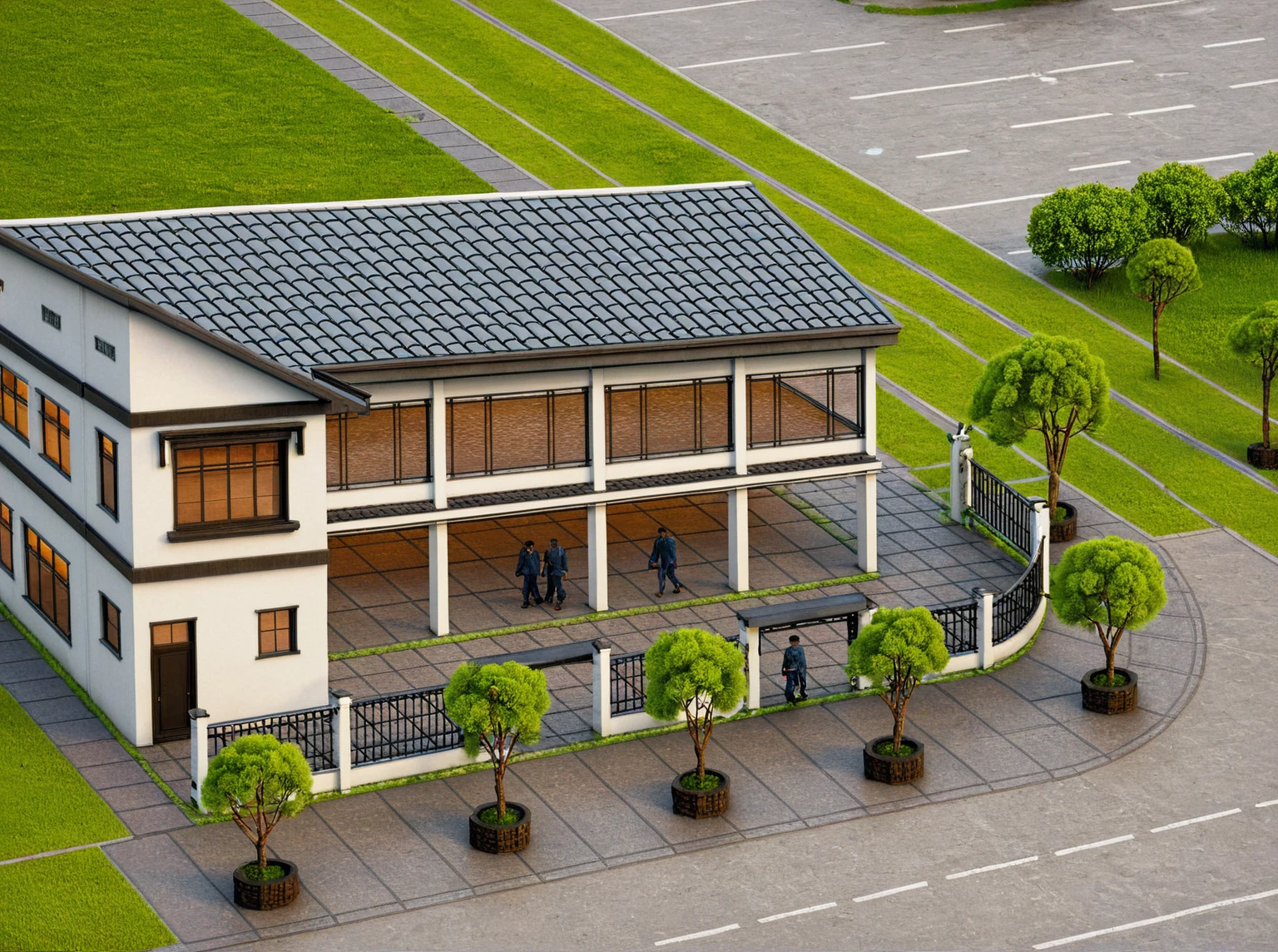 Raw photo,Masterpiece, high quality, best quality, authentic, super detail,
exterior, outdoors, house style indochine on the street ,aiaigroup
road,pavement, grass, trees, sky, cloud, (day:1.1)
