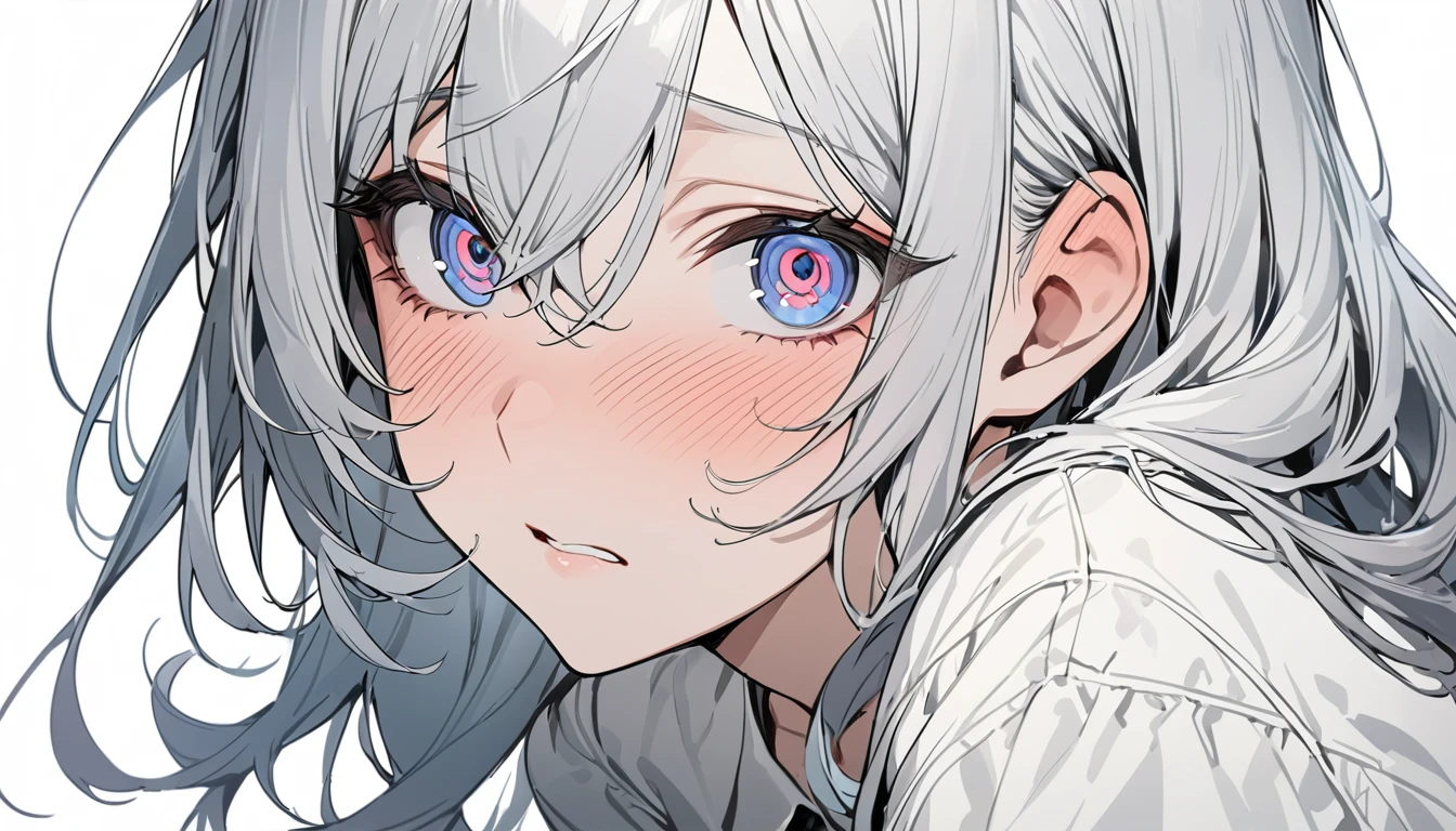 masterpiece, High resolution, perfect face, Korean beautiful high school, 30 years old, beautiful face, white background, embarrassed look, look at the camera, (top quality eyes), detailed texture, look at me, Married woman, cool women, ((high resolution eyes)), hentai