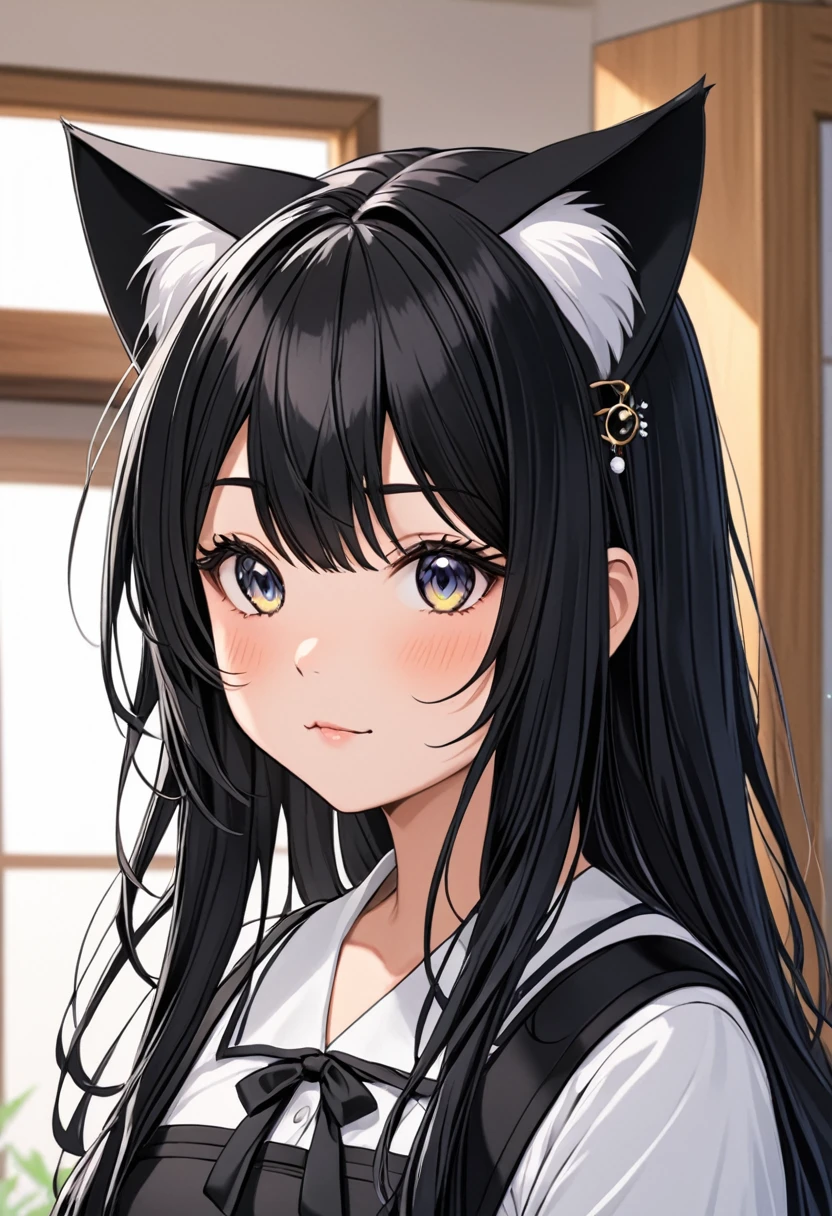 Black hair cat ears girl