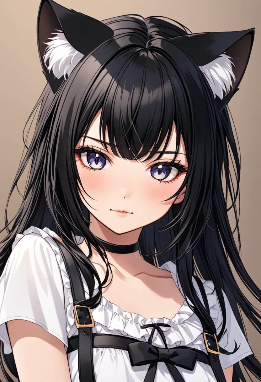 Black hair cat ears girl