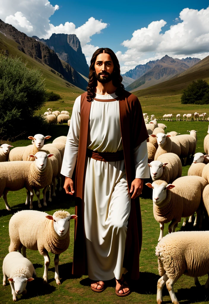 Jesus with sheep