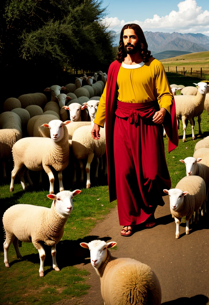 Jesus with sheep