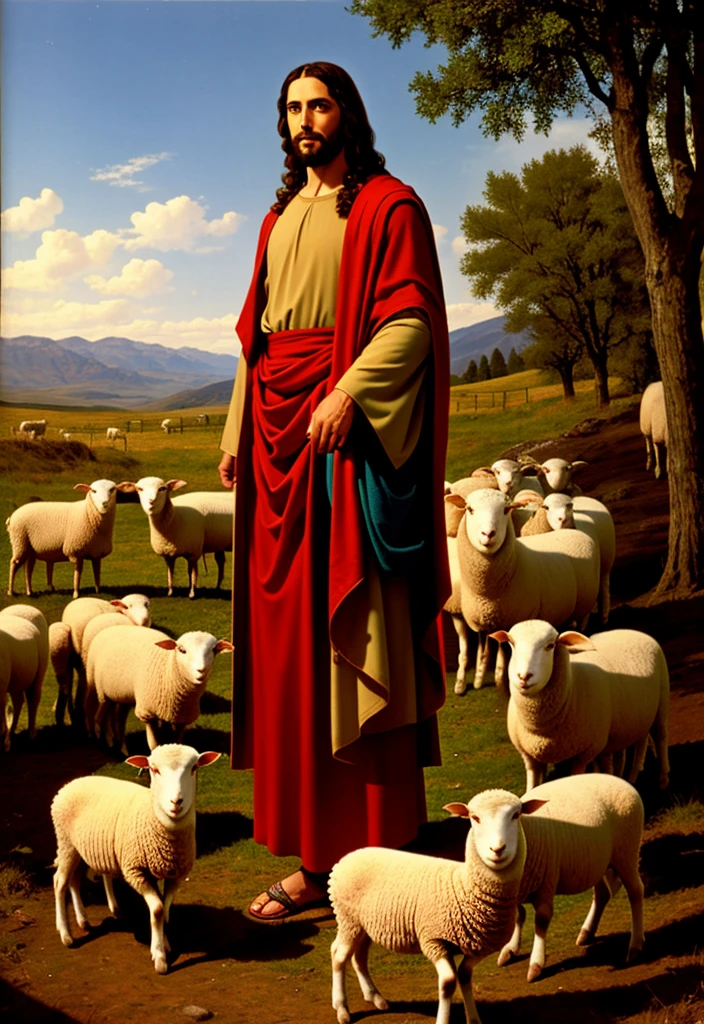 Jesus with sheep