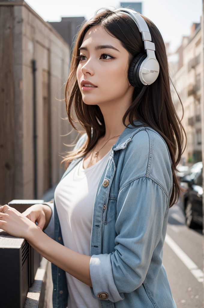 Woman listening to music